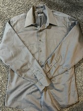 Men s Arrow Sateen Fitted Dress Button Down Size Large 34/35