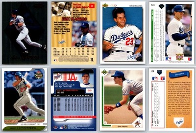 Eric Karros 4 Card Lot - Rookie RC Los Angeles Dodgers Oakland Athletics A's 
