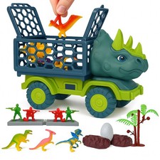Image of Kids Dinosaur Truck Toy Transport Carrier Vehicle 13 PCs Imaginative Play Set