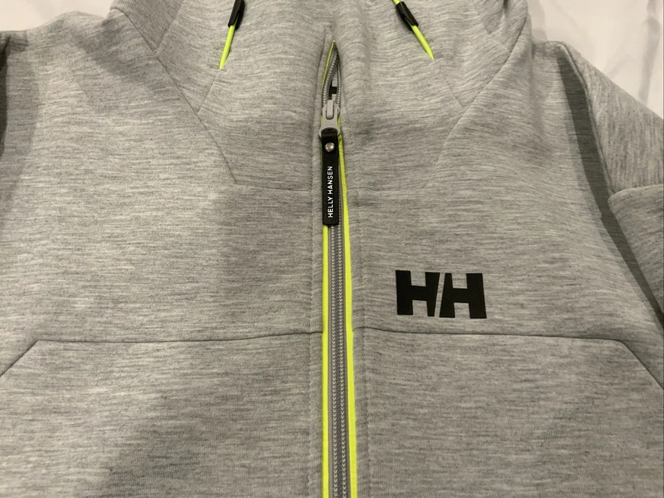 Helly Hansen 惠普 Ocean 全拉链连帽衫 带霓虹黄色拉链 XL 码 — 第 3/4 张图片