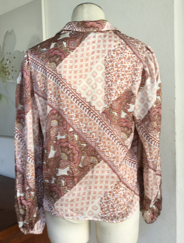 ECLAIR Satin Paisley Print Bluse Top Tie Front Button Down Relaxed Fit S - Bild 9 von 9