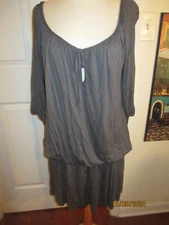 Sweetpea grey lightweight knit drop waist tunic, bloussant sleeves size small