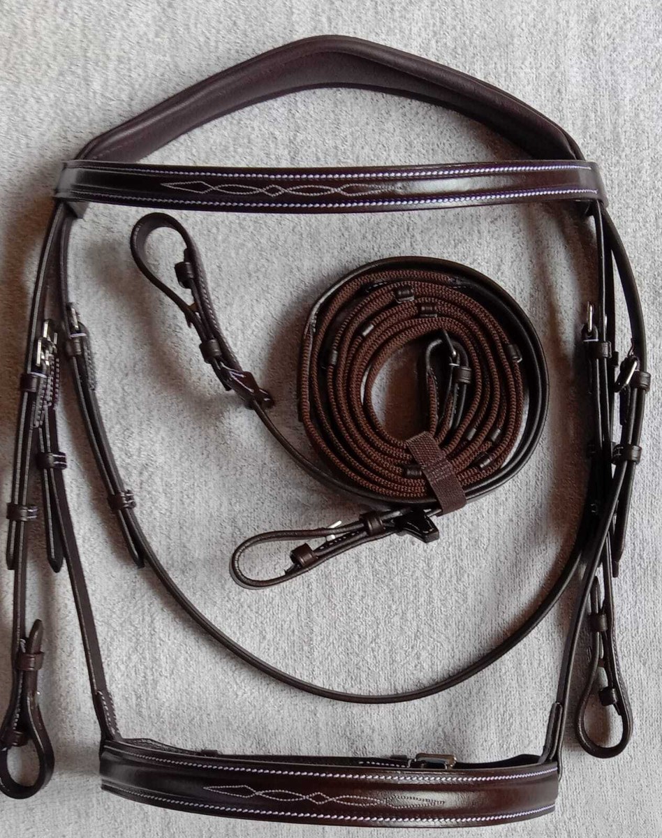 English Horse Fancy Stitched Bridle Englisches Zaumzeug mit Gummi zügel Alibaba
