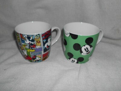 MICKEY MOUSE THEMED STYLE DESIGN DISNEY STORE MUGS CUPS (2) EXCELLENT SUPERB
