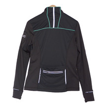 Athleta Reflective Track Jacket Black w/teal Athletic Zip Up Women's Size Medium