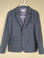 John Lewis Heirloom Boys Tweed Blazer Jacket,Blue Grey, Age 9,EXC C