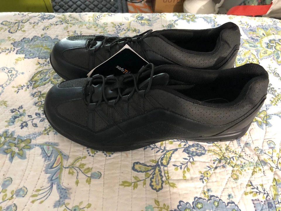 Zapatos con cordones negros para mujer diseñados por Safe T Step talla 10W antideslizantes Foto 4 de 4