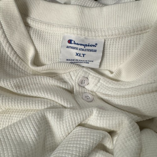 Champion Thermal Shirt Big Tall Mens XLT White Waffle Knit Long Sleeve Henley - Picture 7 of 9