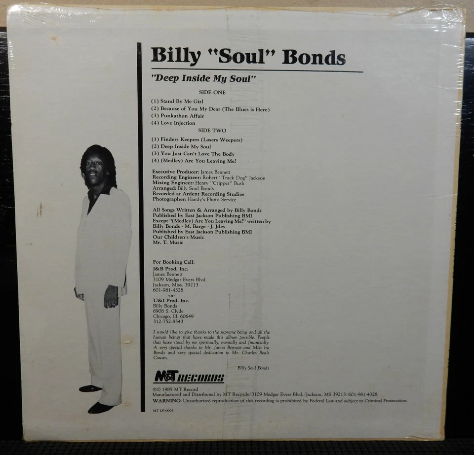 BILLY “SOUL” BONDS Deep Inside My Soul LP MT LP-0003 1985 Modern Soul SEALED - Image 2 of 2