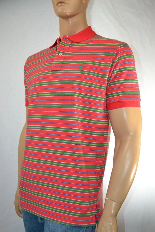 Ralph Lauren Classic Fit Red Multi-Color Mesh Short-Sleeve Polo Shirt/ Pony-NWT