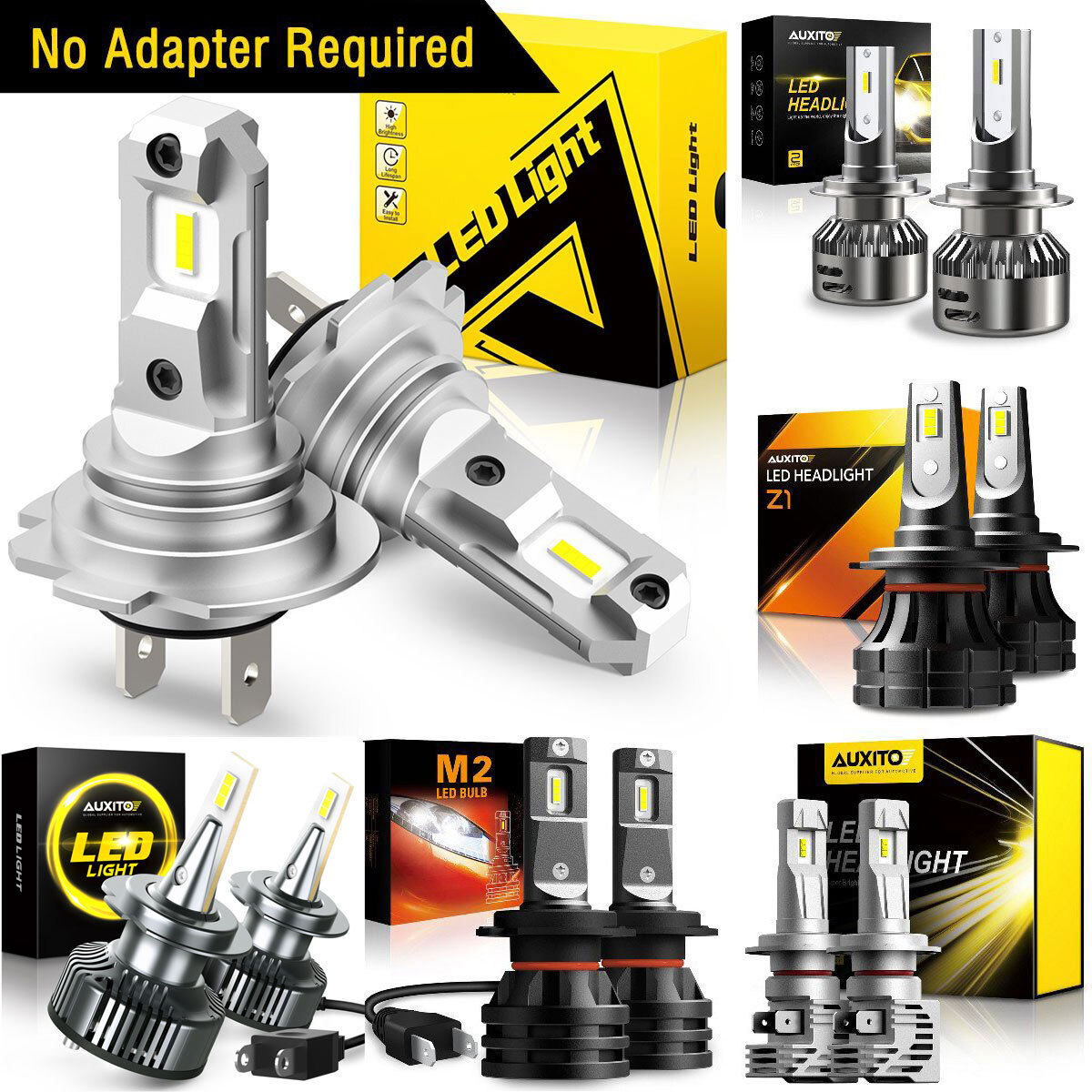 AUXITO H7 LED Headlight Bulbs - High/Low Beam, 6500K Bright White, CANBUS Error Free (Pair)