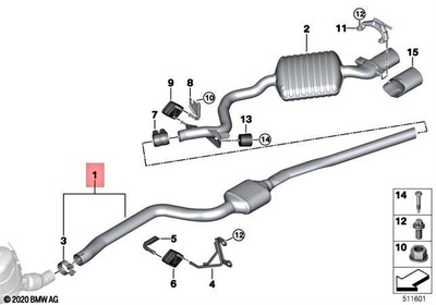 Genuine BMW E90 E91 E92 E93 316d 318d 320d ed 320xd Front Silencer 