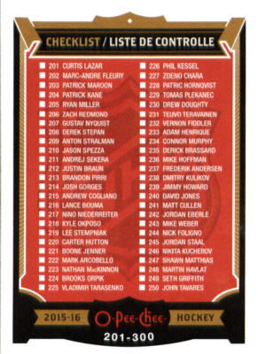 A0716- 2015-16 O-Pee-Chee Hockey Card #s 251-500 -You Pick- 15+ FREE US SHIP
