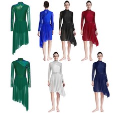 Eiskunstlauf-Kleider Damen Pailletten Tanzkleid Ballettkleid Latein Salsa Kleids