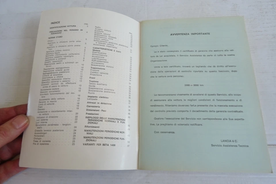manuale uso manutenzione Lancia Beta 1.4 1.6 1.8 1973 - Immagine 2 di 4