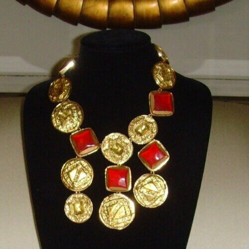 Kenneth J Lane (KJL) Statement Bib Necklace Gold-… - image 12