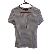 Tommy Hilfiger Striped V-neck T-Shirt Women's Size Small