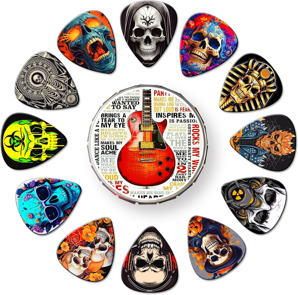 24-Pack Guitar Picks Variety Thin Medium Heavy 0.46-1.20mm for Guitar Bass Ukulele