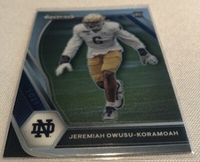 2021 Prizm Draft Football Jeremiah Owusu-Koramoah Notre Dame Fighting Irish RC