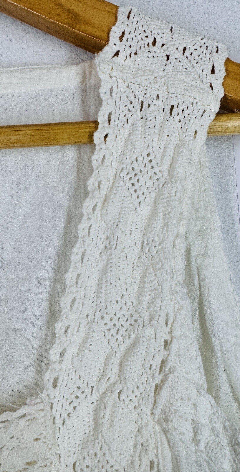 ii Michel Klein Cream Crochet Button Down Shift Dress Medium Cotton