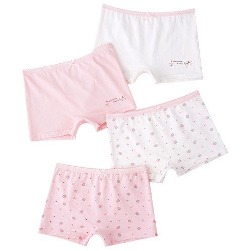 Kids Girls Boyshorts Assorted Underwear Shorts 4Pcs/Set Cute Panties Cotton Bow - Picture 3 of 60