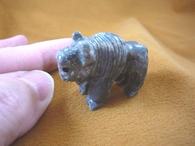 (Y-BUF-24) little Gray BUFFALO calf bison carving stone gemstone SOAPSTONE PERU