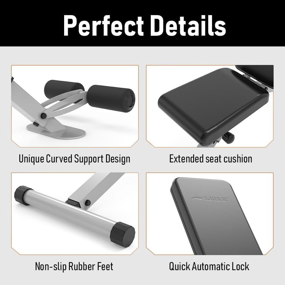 Leikefitness Adjustable Weight Bench Foldable Workout Exercise Bench