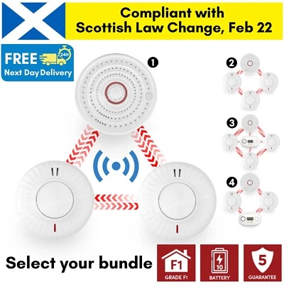 APOLLO Wireless Interlinked Smoke Heat CO Alarms 10 Year Battery Similar to HiSPEC