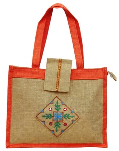 Designer Orange Handmade Indian Uni Ping Jute Handbags Travel Image Is Loading Designer Orange Handmade Indian Uni Ping Jute Handbags