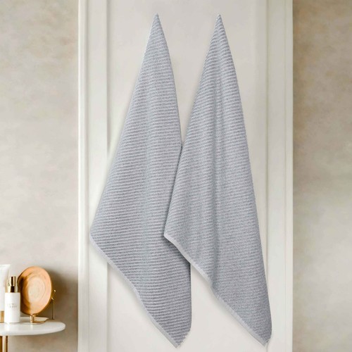 Amelia Viscose Cotton Blend Textured Diagonal Ribbed Bath Sheets, Set of 2 - Picture 39 of 47