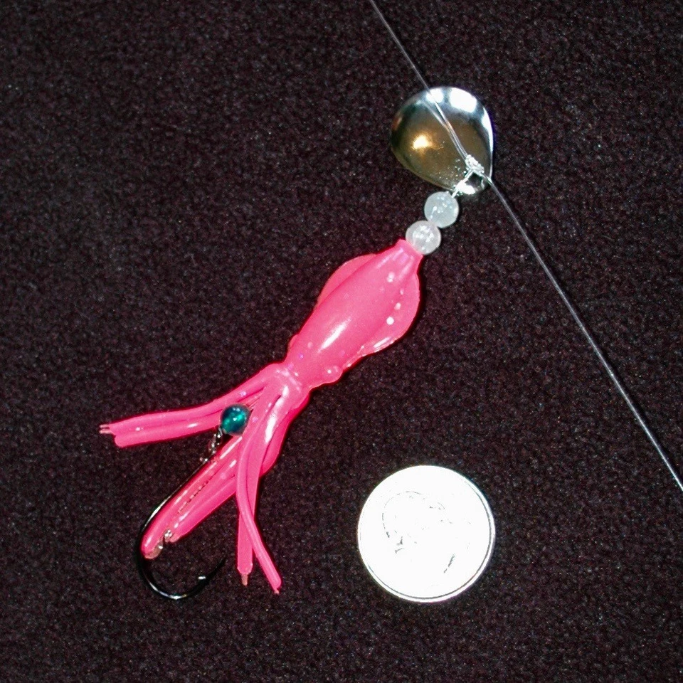 (FREE RIGS) BEST FLUKE FLOUNDER FLUOROCARBON BUCKTAIL HI LOW B2 SQUID RIGS GLOW — 第 4/4 张图片