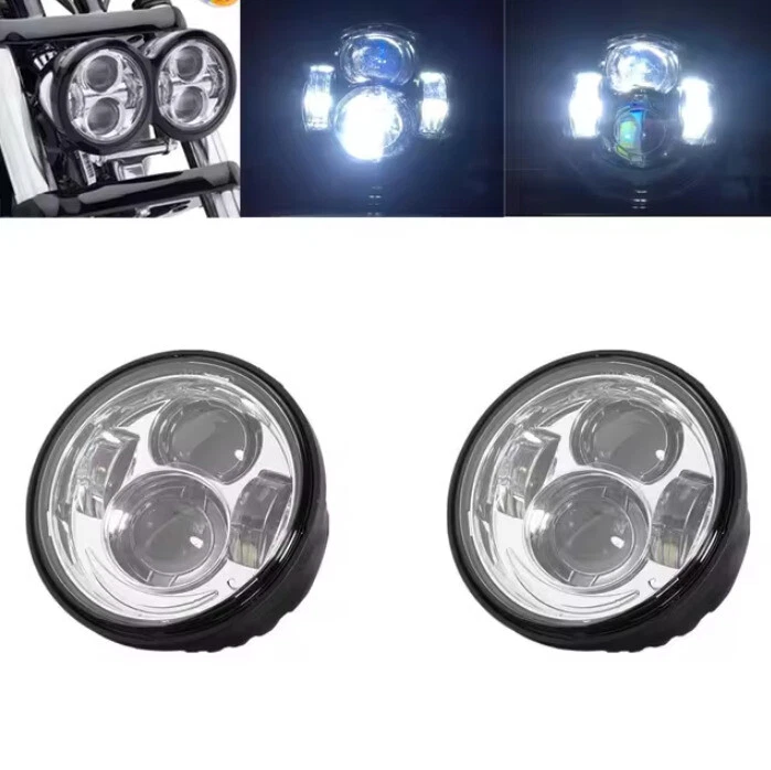 适用于 2008 - 17 Harley Davidson Fat Bob FXDF 4.65 英寸 LED 双投影仪前灯 — 第 3/4 张图片