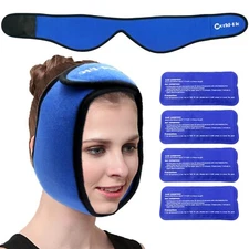 Face Ice Pack Wrap for TMJ, Wisdom Teeth, WORLD-BIO Jaw Wrap with 4 Reusable ...
