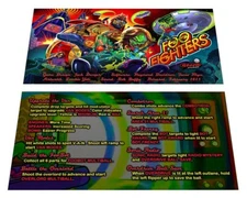 Stern Foo Fighters Pinball Custom Apron Instruction and Information Cards v2