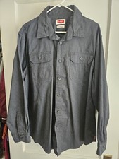 Wrangler Flex For Comfort Mens Shirt Long Sleeve Button Up Collared Dark Grey XL