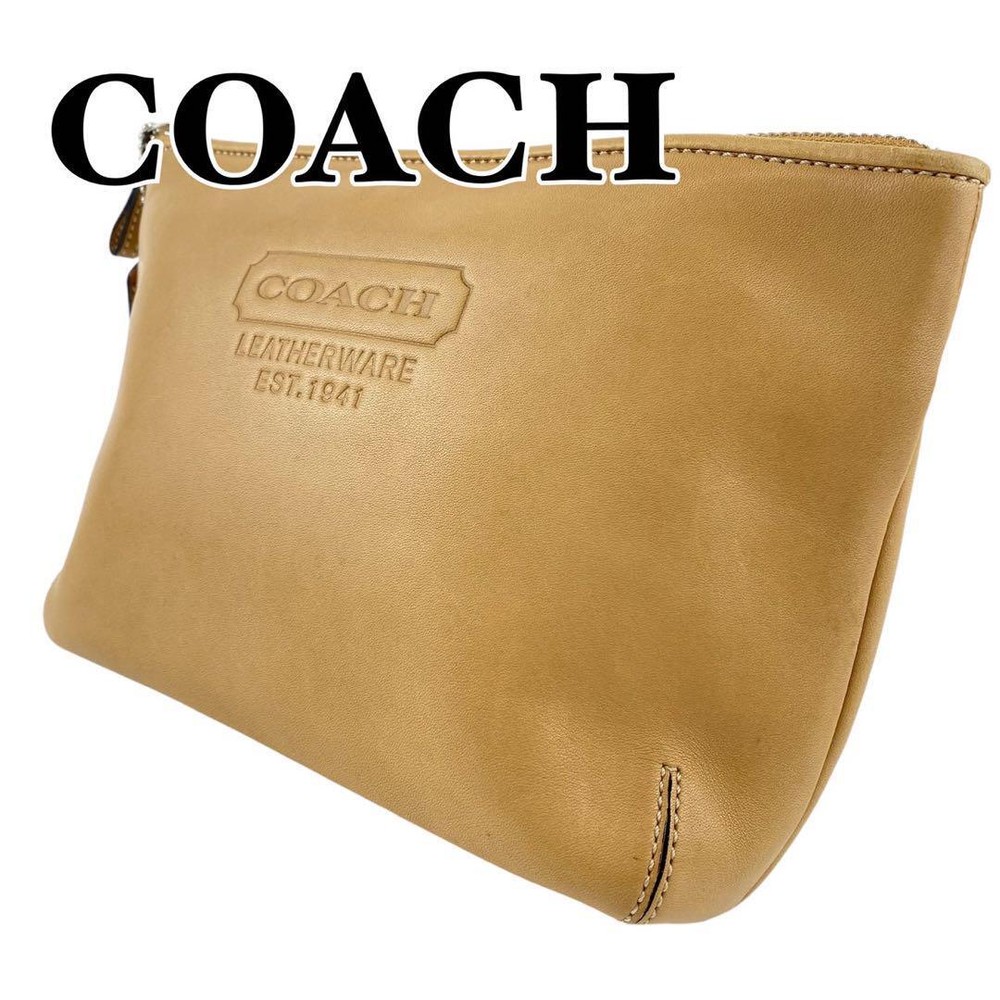 C-1 Coach Large Pouch Camel Beige Yi18-01