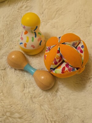 Lovevery Organic Cotton Rainbow Ball baby toy Tummy Time Wobbler Rattle Lot