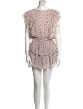 LoveShackFancy Womens Silk Floral Print Ruffled Buttoned Dress Pink Size Small