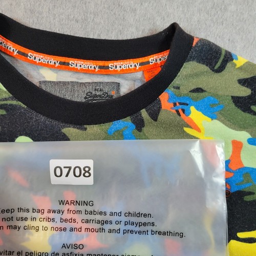 Superdry Orange Label T-Shirt Men Size Large Multicolor Camo Tokyo Short Sleeve - Picture 14 of 14
