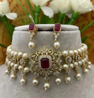 Indian Bollywood Twinkling Graceful Women Jewelry Pearl Necklace Vintage Real