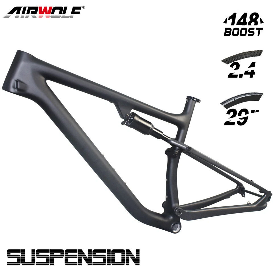 AIRWOLF 29er Vollgefedertes Carbon MTB Cyclocross Fahrradrahmen Frame XC Clear - Bild 4 von 4
