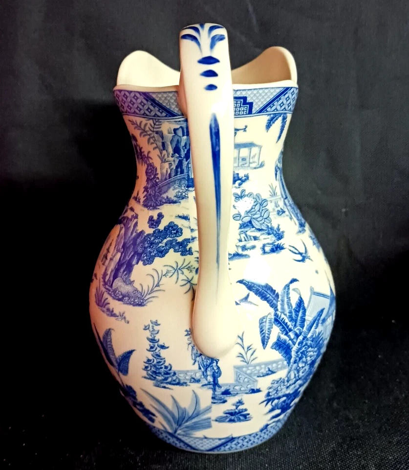 Jarra de bolas de leche de porcelana victoriana azul Transferware castillo de China coleccionable Foto 3 de 4