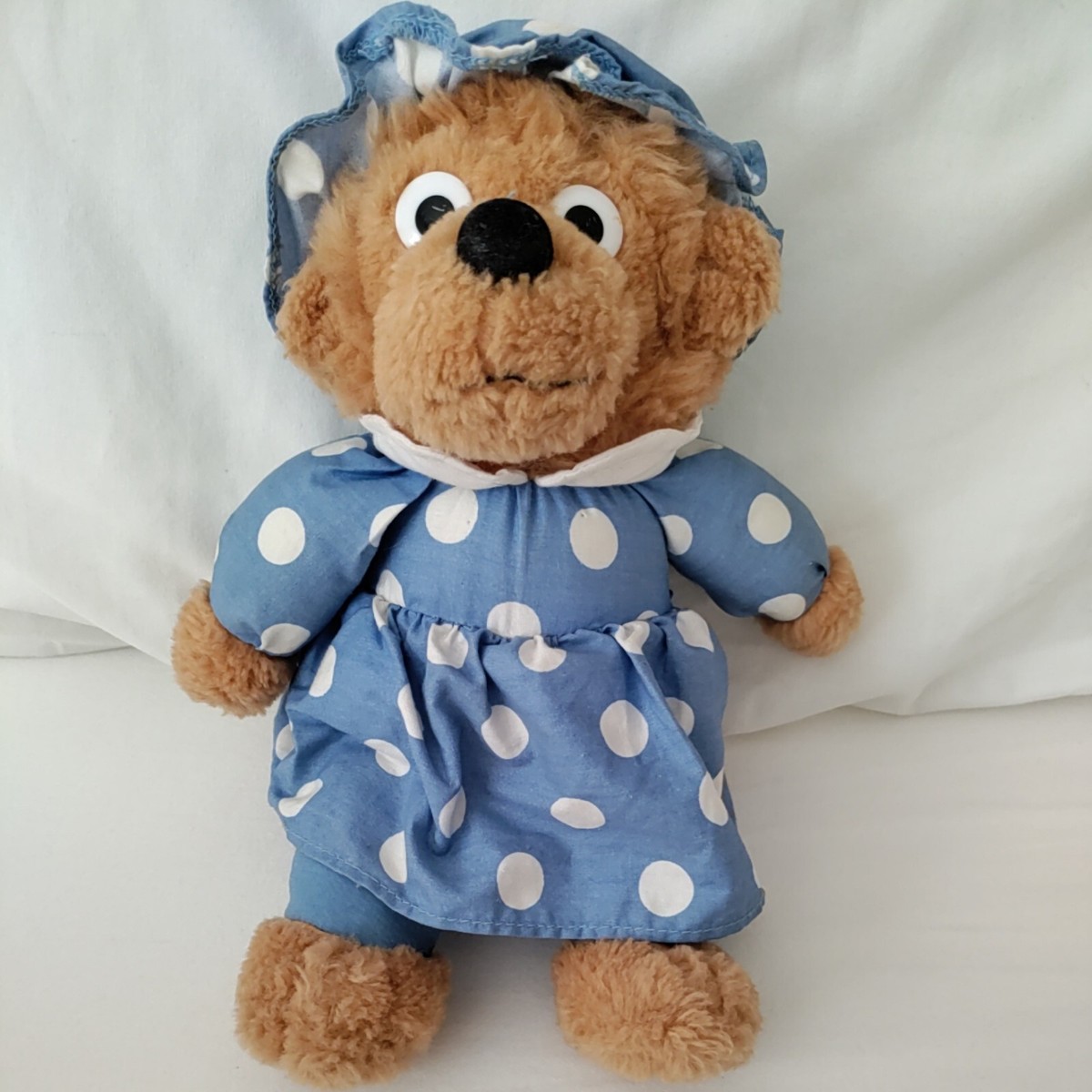 Vtg Berenstain Bears Plush 10" Mama Bear Stuffed Animal Blue Bonnet Dress  1996