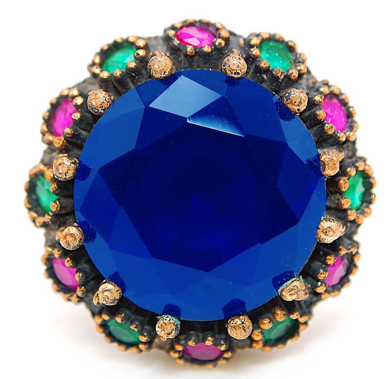 Ottoman Empire Inspired 5CT Treated Sapphire 925 Sterling Silver Ring Size 9 HB3-6