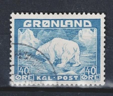 Greenland Arctic Fauna Polar Bear stamp 1946 #8 CV$15 A-22