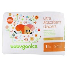 BabyGanics - Ultra Absorbent Diapers Stage 1 8-14 lbs. - 34 Diaper s 