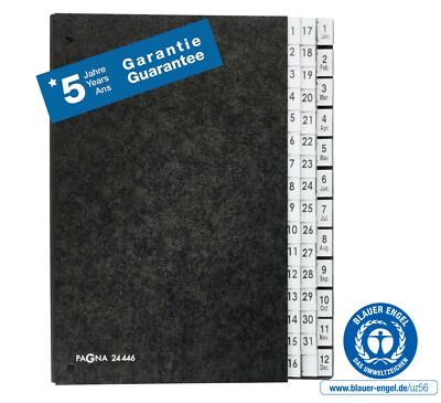 Pultordner PAGNA A4 1-31 + 1-12 (Jan-Dez) Hartpappe , neu , Vorordner schwarz 