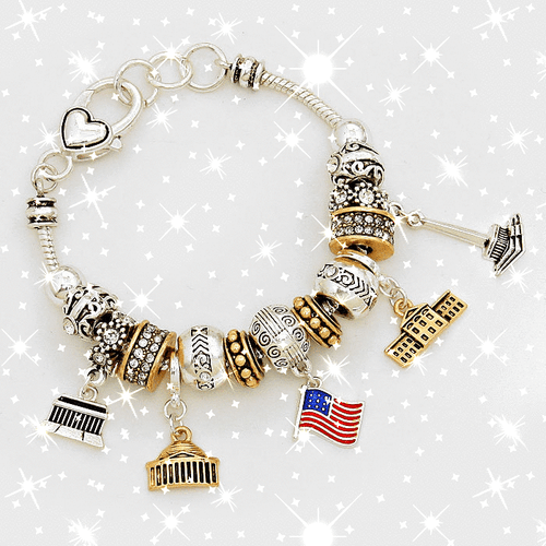 FASHION BRACELET MultiBeaded American Flag Charm Bracelet eBay