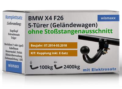 ANHÄNGERKUPPLUNG starr für BMW X4 F26 14-18 +13polig E-Satz ABE
