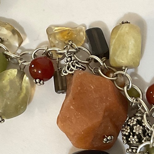 Bracciale Vintage Silpada Argento Sterling Pietre Miste Perle Cha-Cha Pendente 8” - Foto 10 di 24